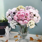 Silk Peony and Rose Bouquet – Artificial Floral Arrangement for Home Wedding