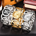 Gold Stainless Steel Bracelet Watch – Luxury Vintage Timepiece for Women