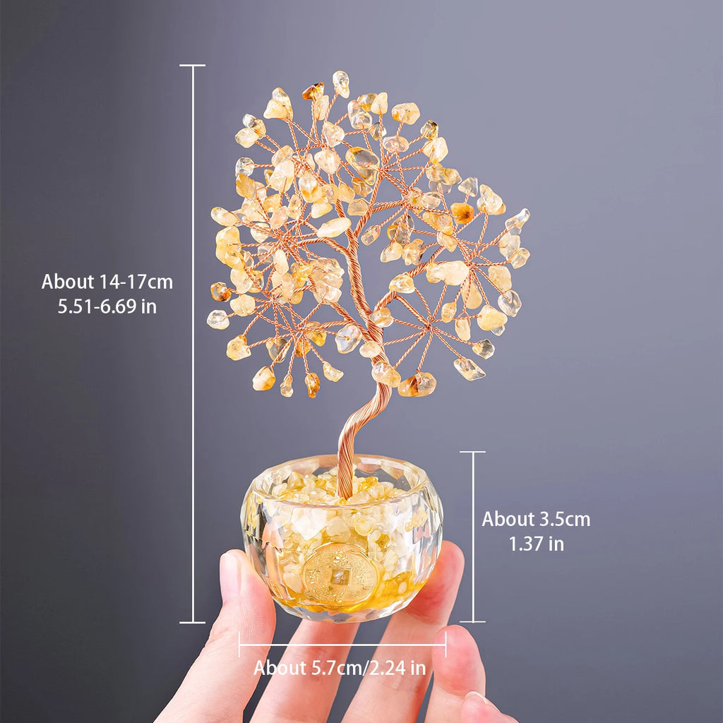 Natural Crystal Tree of Life Ornament – Crushed Stone Decor for Home Office