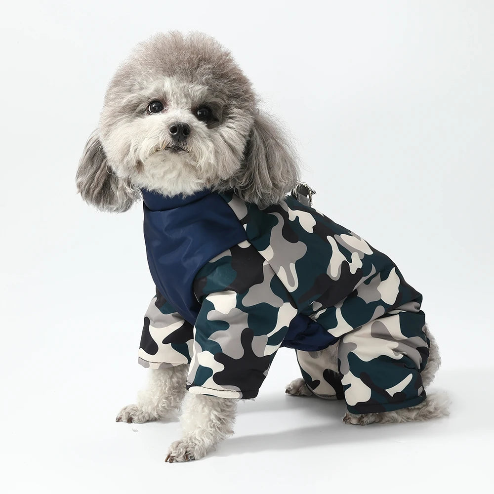Waterproof Camouflage Dog Jumpsuit – Reflective Winter Coat for Small Medium Dogs