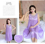 Ice Silk Sleep Dress – Plus Size Women's Tank Nightgown for Summer Housewear
