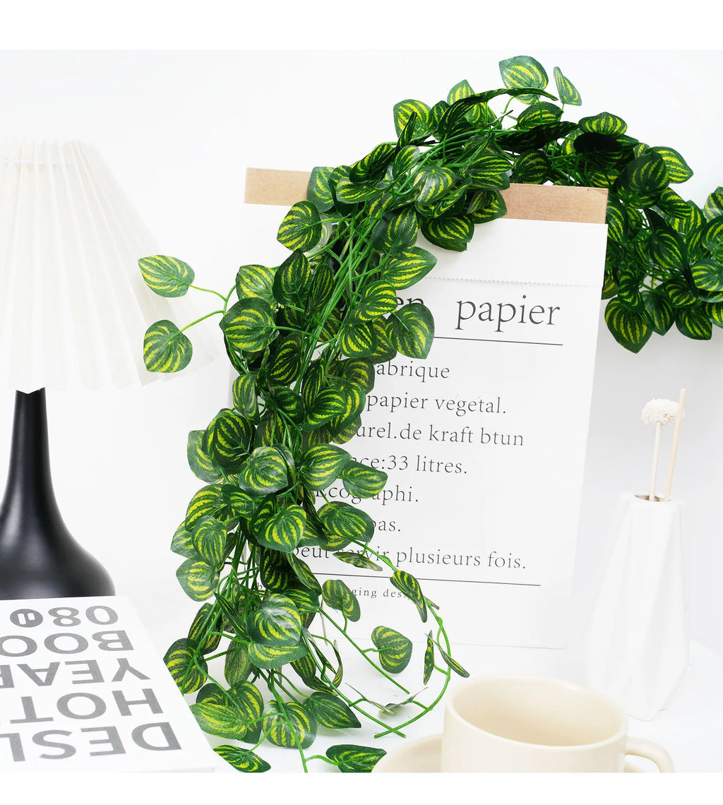 Artificial Ivy Leaf Garland – 2.1M Silk Hanging Vine for Home Garden Decor