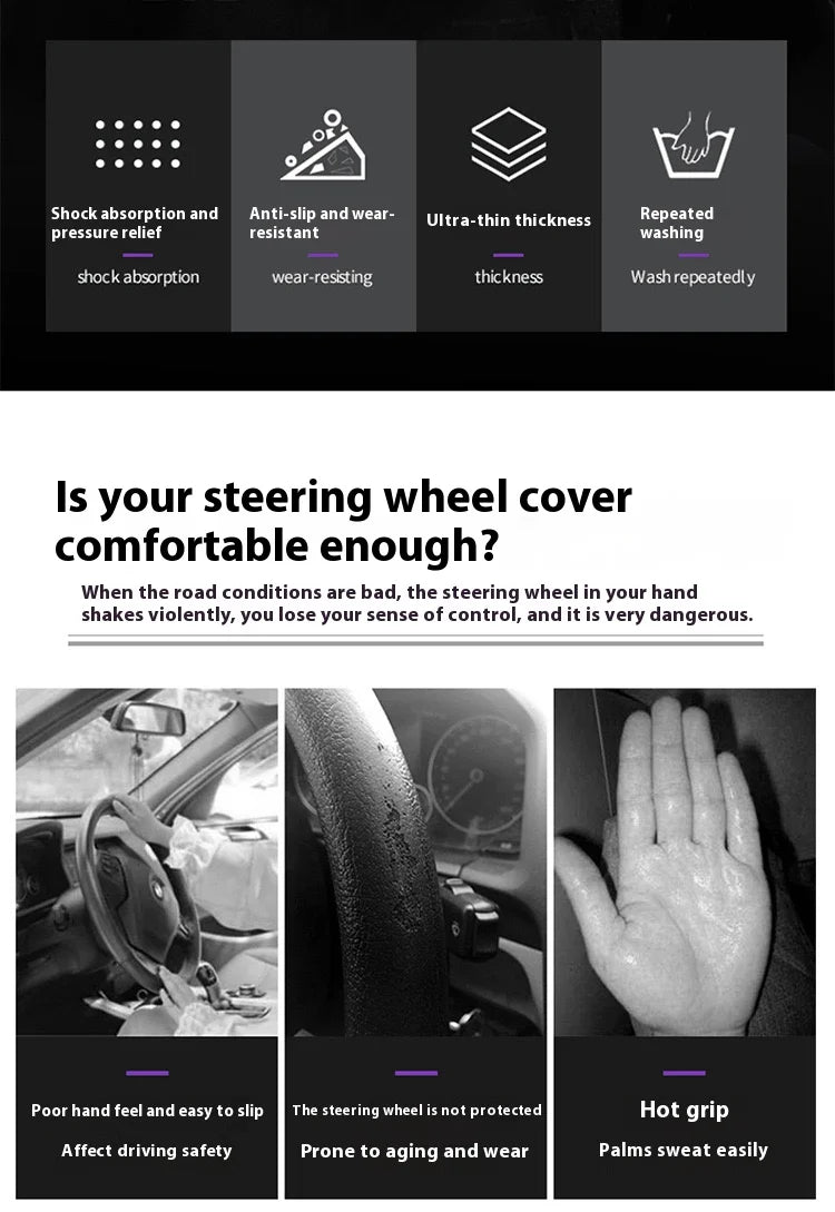 Silicone Steering Wheel Cover – Anti-slip Protective Grip for Universal Cars