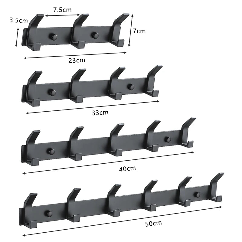 Modern Aluminum Wall Hooks – Black Towel Hanger for Bathroom and Coat Storage