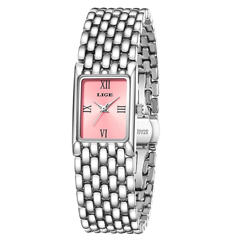 Square Stainless Steel Quartz Watch – Elegant Waterproof Accessory for Women