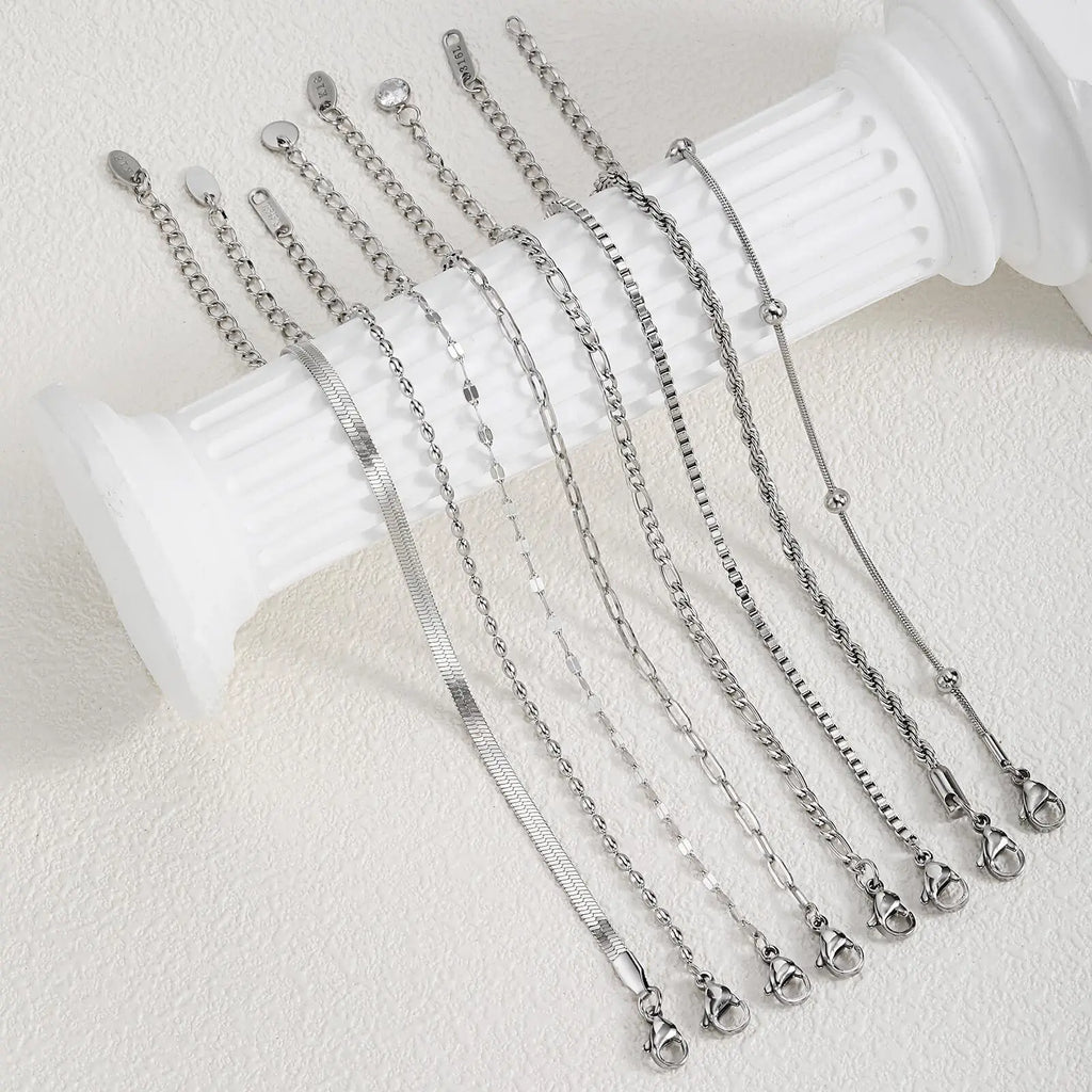 Stainless Steel Link Chain Bracelet – Stackable Silver Jewelry for Women