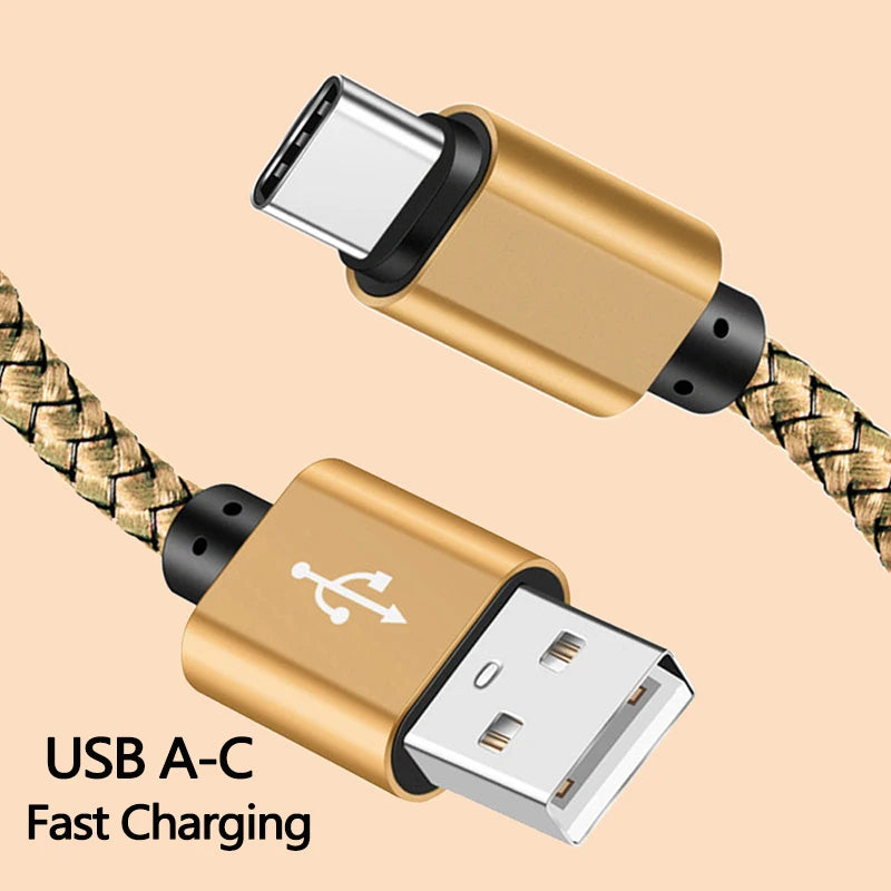 Braided Nylon USB-C Charging Cable – Fast Data Sync for Android and iPhone