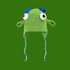Knitted Monster Balaclava – Green Devil Hat for Halloween Cosplay Costume