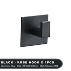 Adhesive Wall Hooks – Heavy Duty Black Hangers for Bathroom and Kitchen
