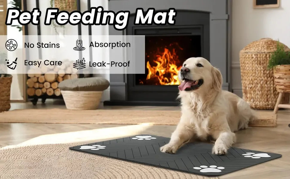 Absorbent Pet Feeding Mat – Waterproof Placemat for Dog and Cat Food Bowls