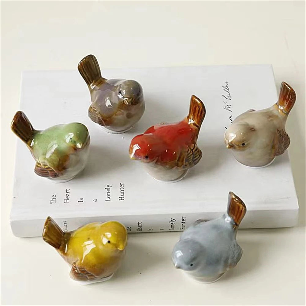 Ceramic Bird Figurines – Porcelain Magpie Sparrow Set for Home Decor