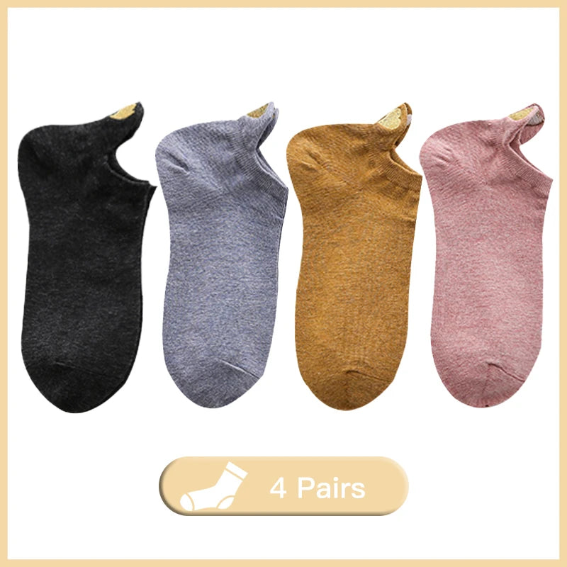 Embroidered Heart Ankle Socks – Cute Cotton Casual Footwear for Women