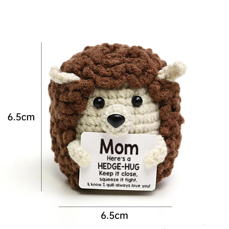 Handmade Wool Crochet Dog Doll – Positive Affirmation Plush for Home Decor