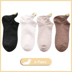 Embroidered Heart Ankle Socks – Cute Cotton Casual Footwear for Women