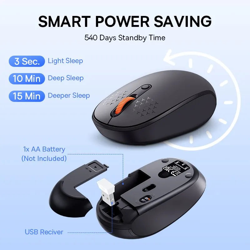 Wireless Bluetooth Mouse – Silent 1600 DPI Optical for Laptop and Tablet