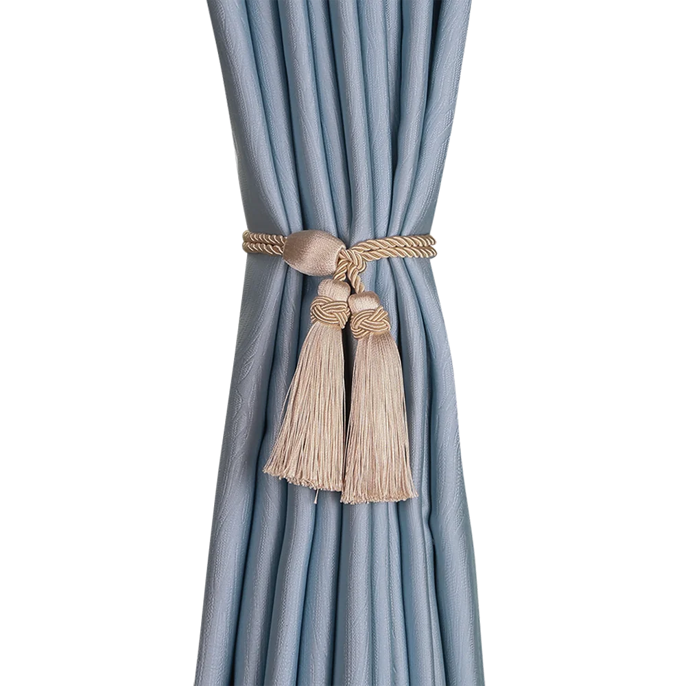 Gold Tassel Curtain Tiebacks – Braided Polyester Rope for Home Decoration