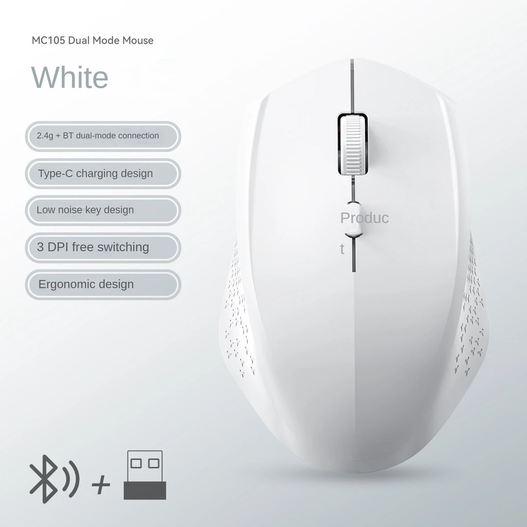 Wireless Dual-Mode Mouse – Silent Rechargeable Accessory for Laptop PC
