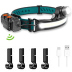 Rechargeable LED Headlamp – 270° Wide Beam Motion Sensor for Camping and Work
