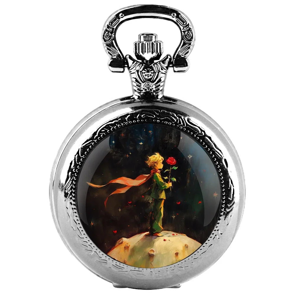 Prince and Rose Pocket Watch – Vintage Pendant Clock for Kids Men and Women