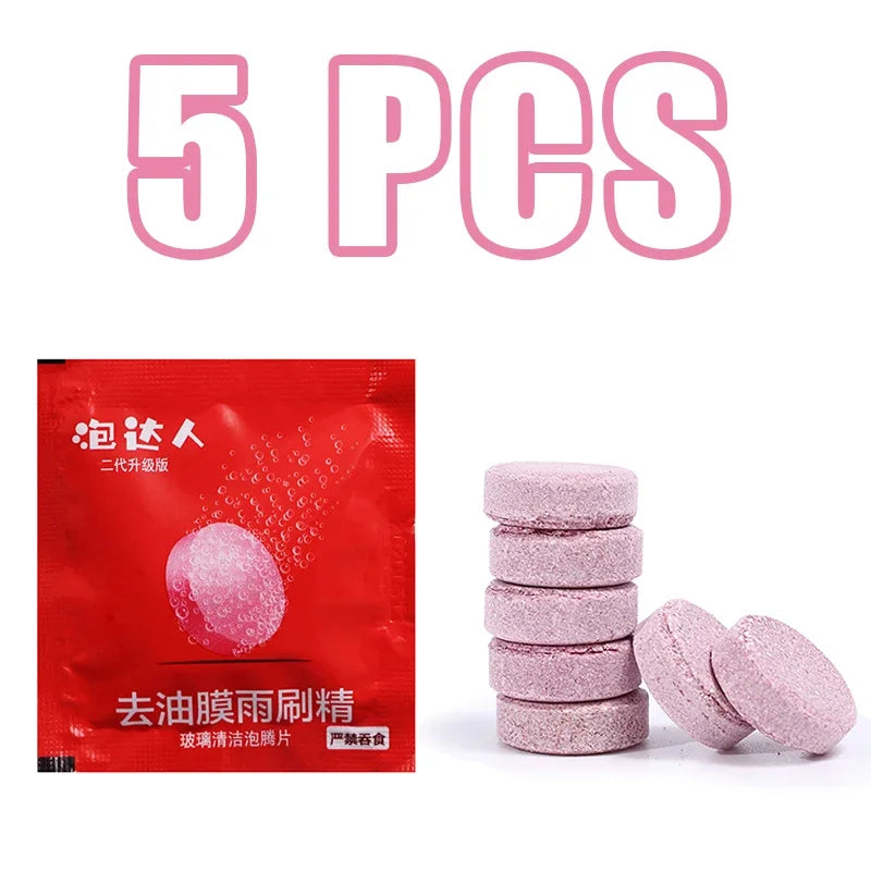 Effervescent Glass Cleaner Tablets – Concentrated Windshield Wash for Car Care