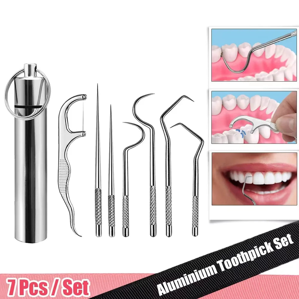 Reusable Aluminum Toothpick Set – Portable Oral Cleaning for Dental Hygiene