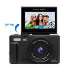 4K Digital Camera – 64MP Vlogging Compact with Flip Screen for Photography