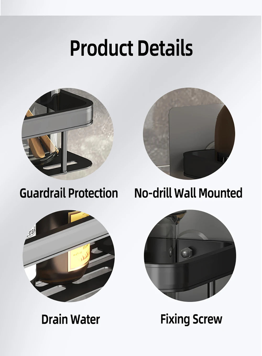 Adhesive Corner Shower Shelf – No Drill Wall Storage for Bathroom Organization