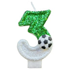 Soccer Number Birthday Candles – Green Glitter Cake Toppers for Kids Parties