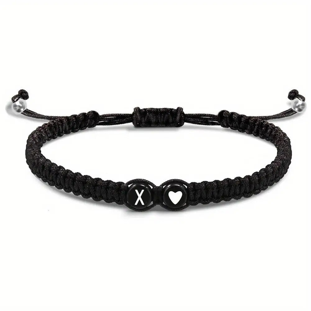 Initial Heart Braided Bracelet – Adjustable A-Z Friendship Jewelry for Gifts