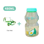 Milk Carton Water Bottle – 480ml Kawaii Plastic Cup for Kids and Adults