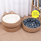 Handmade Woven Vine Cat Bed – Washable Seasonal Pet Nest for Winter Comfort