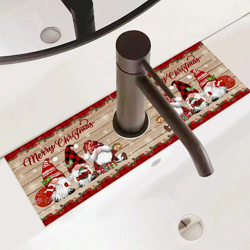 Absorbent Sink Faucet Mat – Christmas Kitchen Decoration for Holiday Home