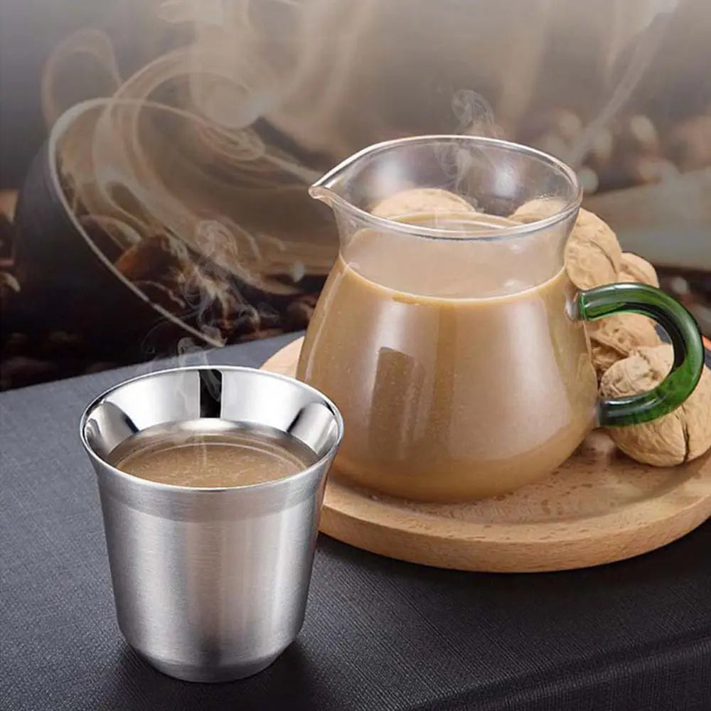 Double Wall Insulated Espresso Cups – Stainless Steel Mugs for Home and Camping