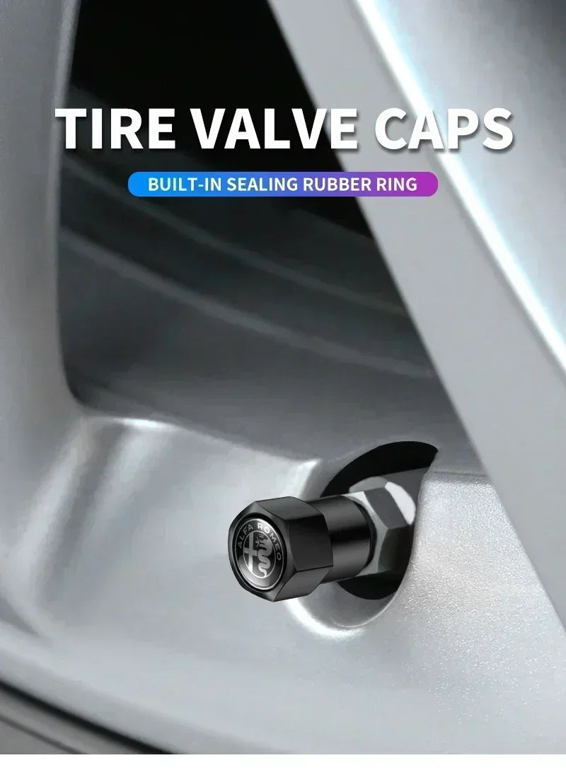 Metal Car Tire Valve Stem Caps – Automotive Accessory for Alfa Romeo Models