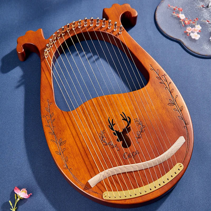 Mahogany Lyre Harp – 21 String Wooden Musical Instrument for Folk Music