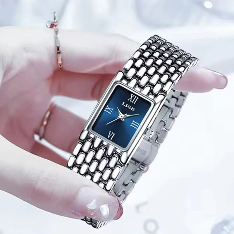 Square Stainless Steel Quartz Watch – Elegant Waterproof Accessory for Women