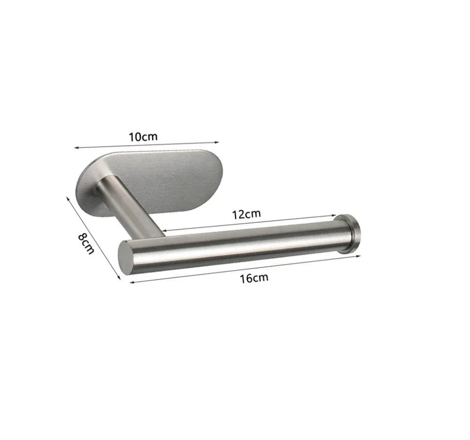 Stainless Steel Toilet Paper Holder – Self-Adhesive Wall Mount for Bathroom