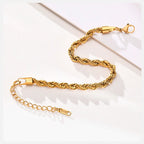 Stainless Steel Rope Chain Bracelet – Unisex Twisted Link Jewelry for Gift