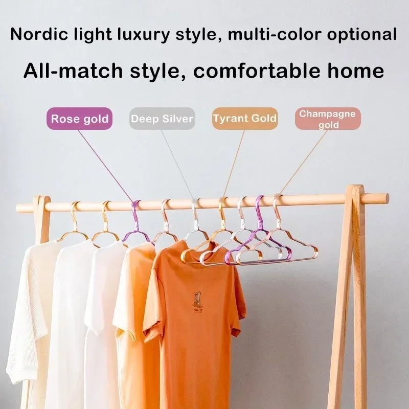 Golden Aluminum Alloy Coat Hangers – Durable Wardrobe Storage Organizer
