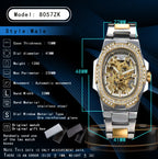 Skeleton Automatic Watch – Luxury Stainless Steel Diamond for Men