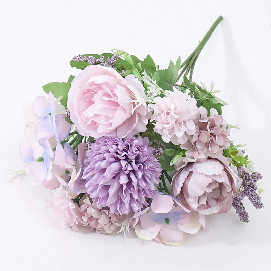 Silk Peony and Hydrangea Bouquet – Artificial Floral Decor for Wedding Home