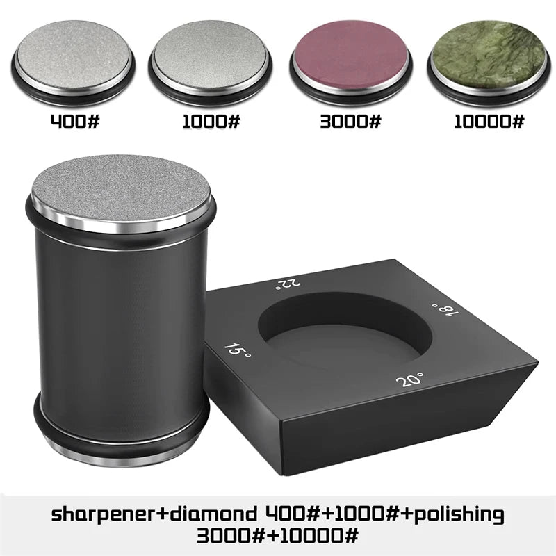 Rolling Knife Sharpener – Diamond Whetstone Kit for Straight Edge Blades