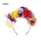 Mexican Rose Flower Crown – Boho Floral Headpiece for Halloween Party Wedding