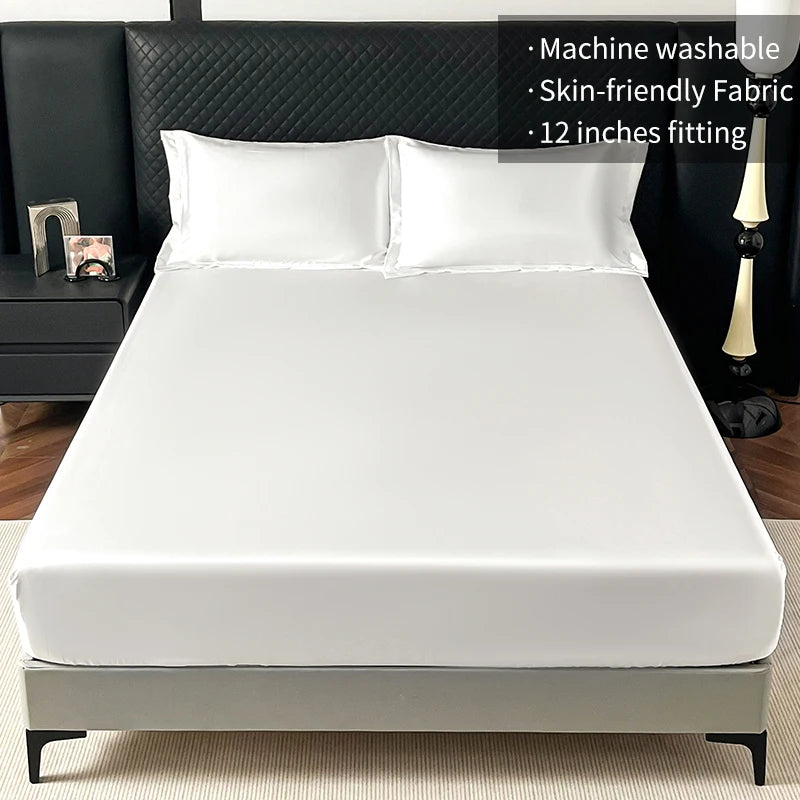 Satin Elastic Fitted Sheet – Soft Solid Mattress Cover for All Bed Sizes
