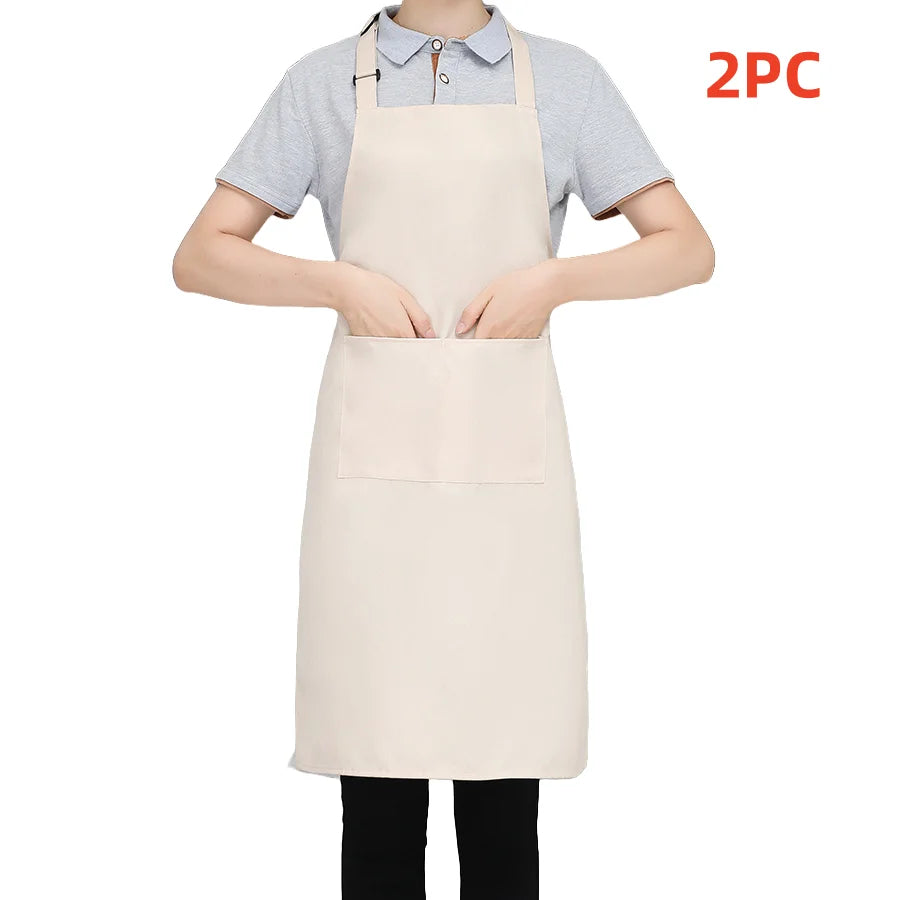 Adjustable Solid Color Apron Set – Kitchen Chef Bib for Men and Women