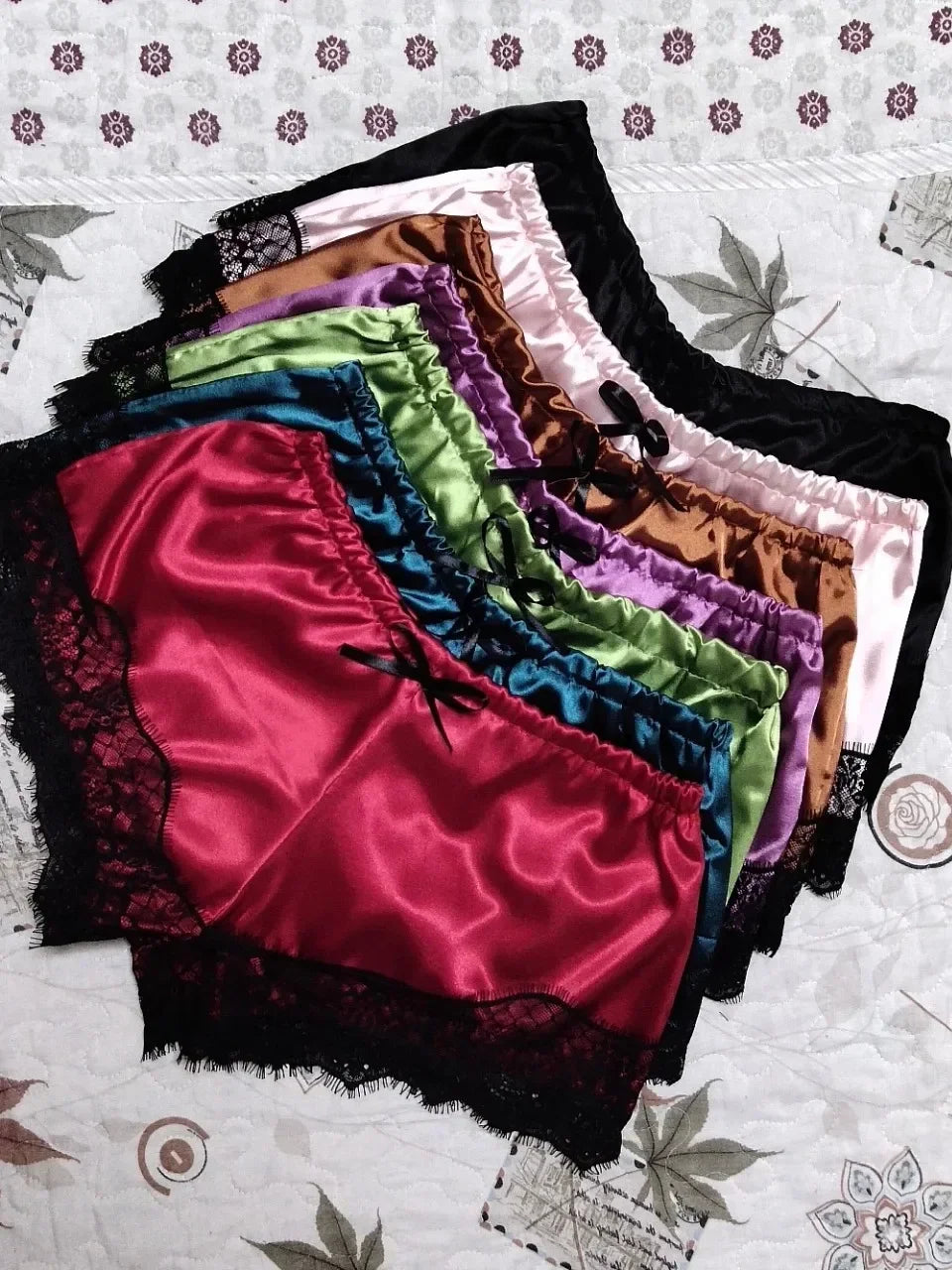 Lace Silk Pajama Set – Sexy Crop Top and Shorts for Women Sleepwear