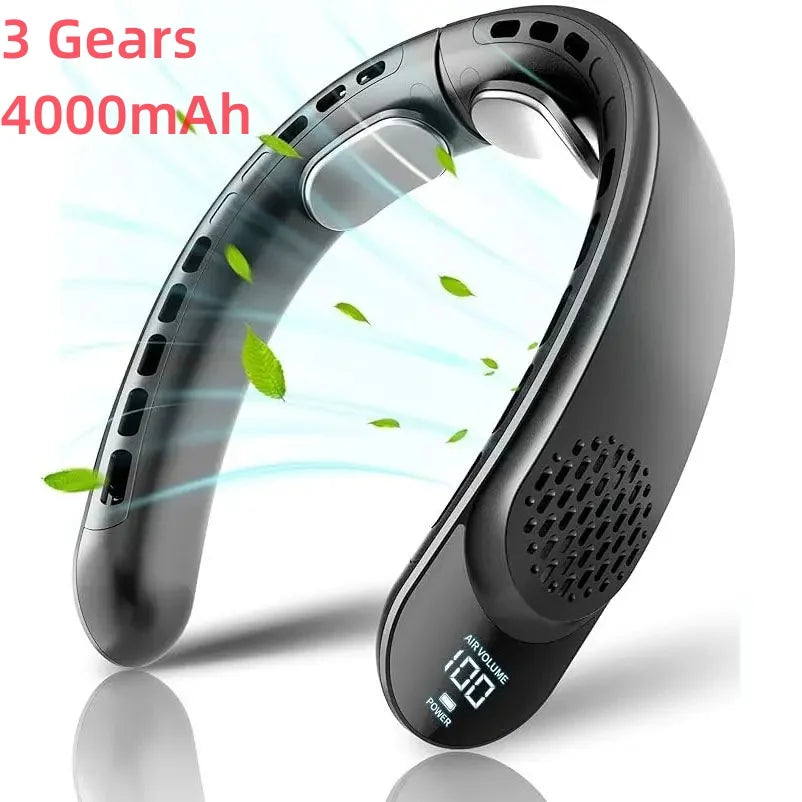 Portable Neck Fan – Rechargeable Turbine Design for Outdoor Summer Cooling