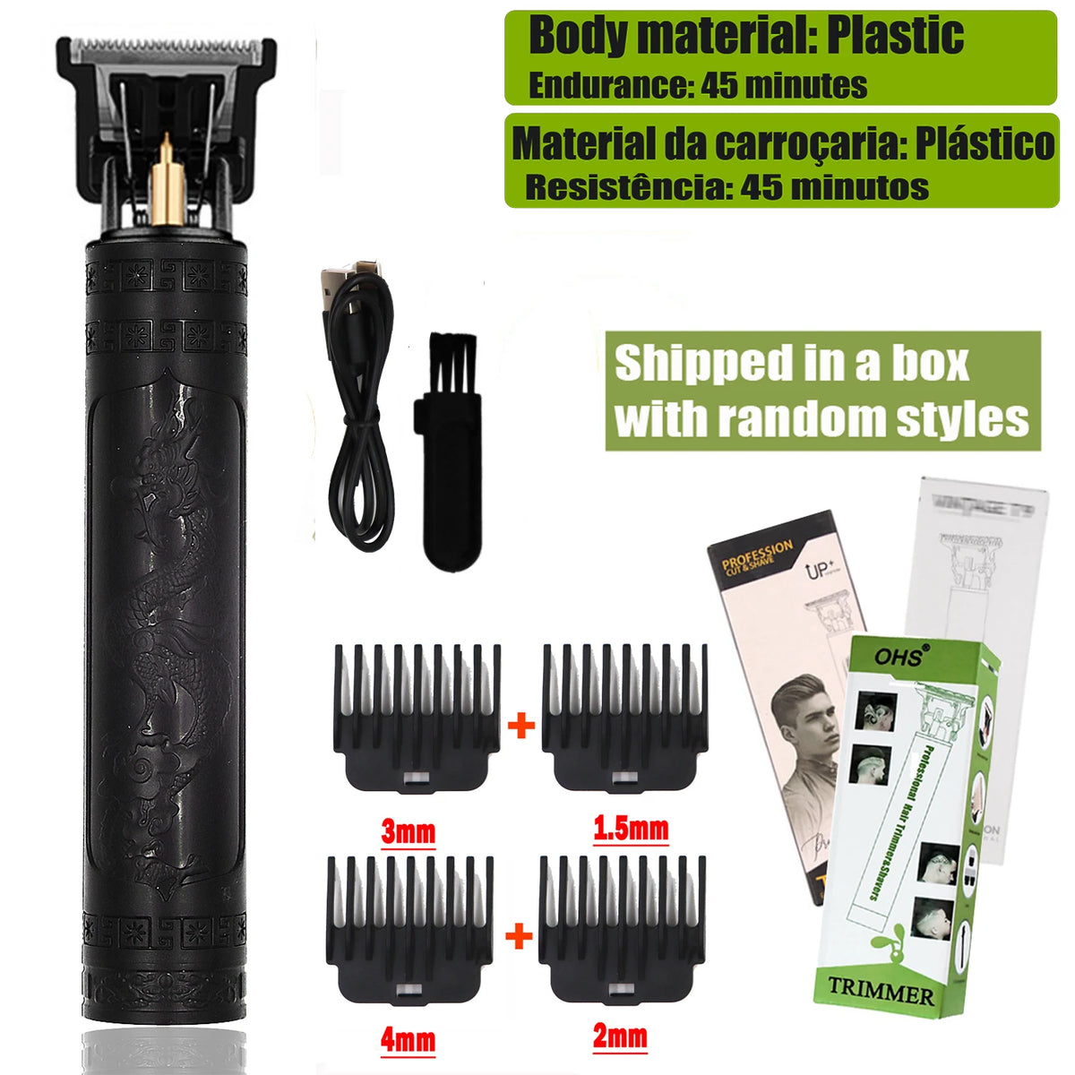 Cordless Electric Hair Trimmer – Professional Barber Shaver for Men