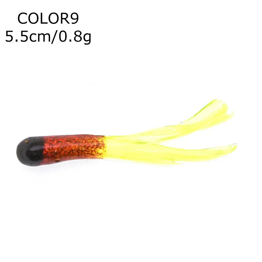 Soft Silicone Tube Worm Lure – 5cm Micro Bait for Bass Perch and Trout Fishing