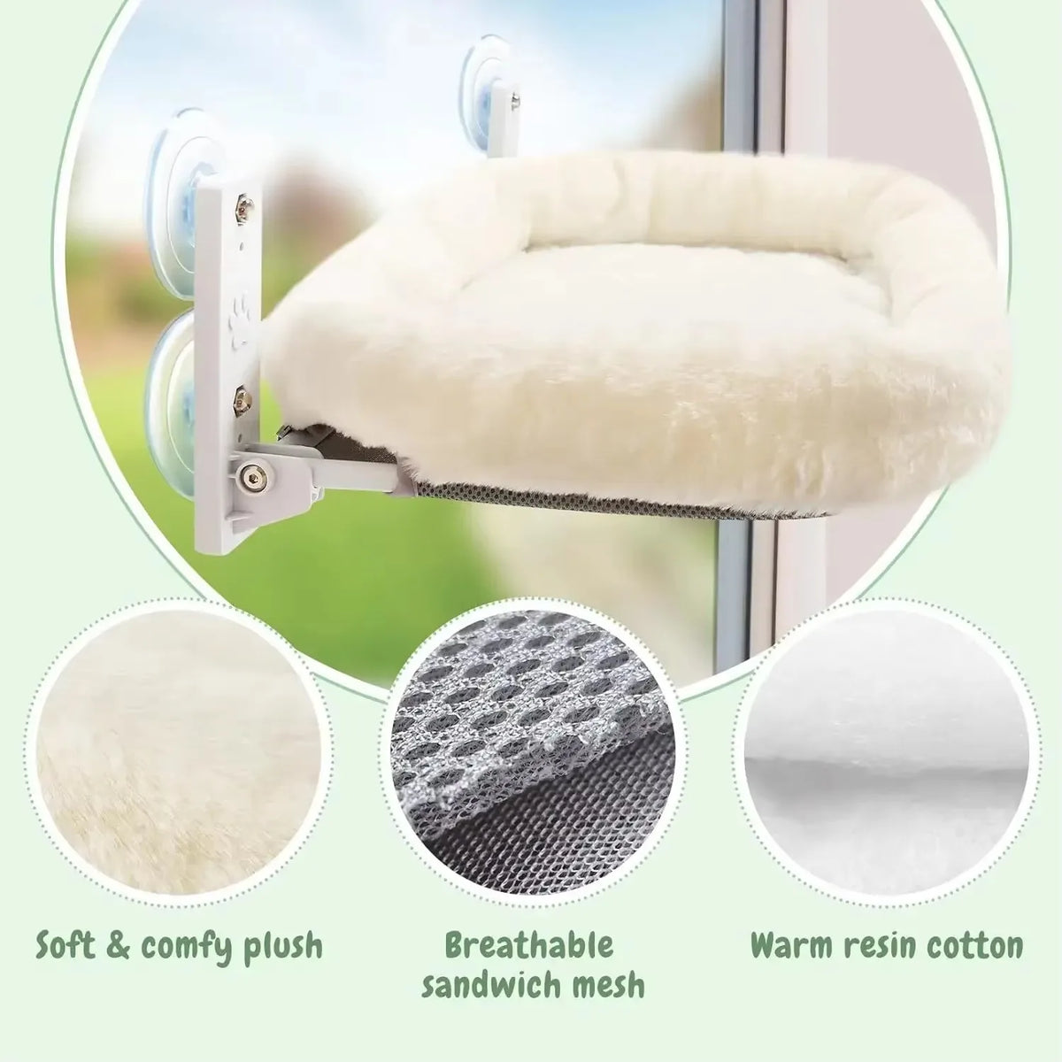 Cat Window Hammock – Suction Cup Sunbathing Seat for Indoor Cat Relaxation